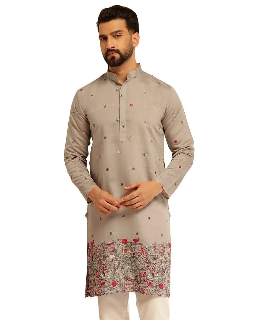 sojanya (Since 1958 Men’s Festive Cotton Silk Designer Kurta with Daman Embroidered Detailing | Perfect for Navratri, Diwali & Special Occasions-picture-26