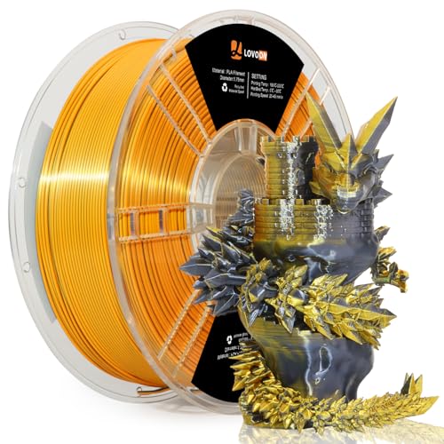 Image of LOVOON Silk Dual-Color PLA Filament with Black and Gold,1.75mm PLA Filament DualColor Change by Angle,Compatible with Most FDM 3D Printers,1kg(2.2lbs) /Spool