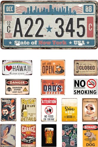 おしゃれナンバープレート　ブリキ看板　ブリキ　雑貨　アメリカ雑貨　5枚セット おしゃれナンバープレート ブリキ看板 ブリキ 雑貨 アメリカ雑貨 5枚