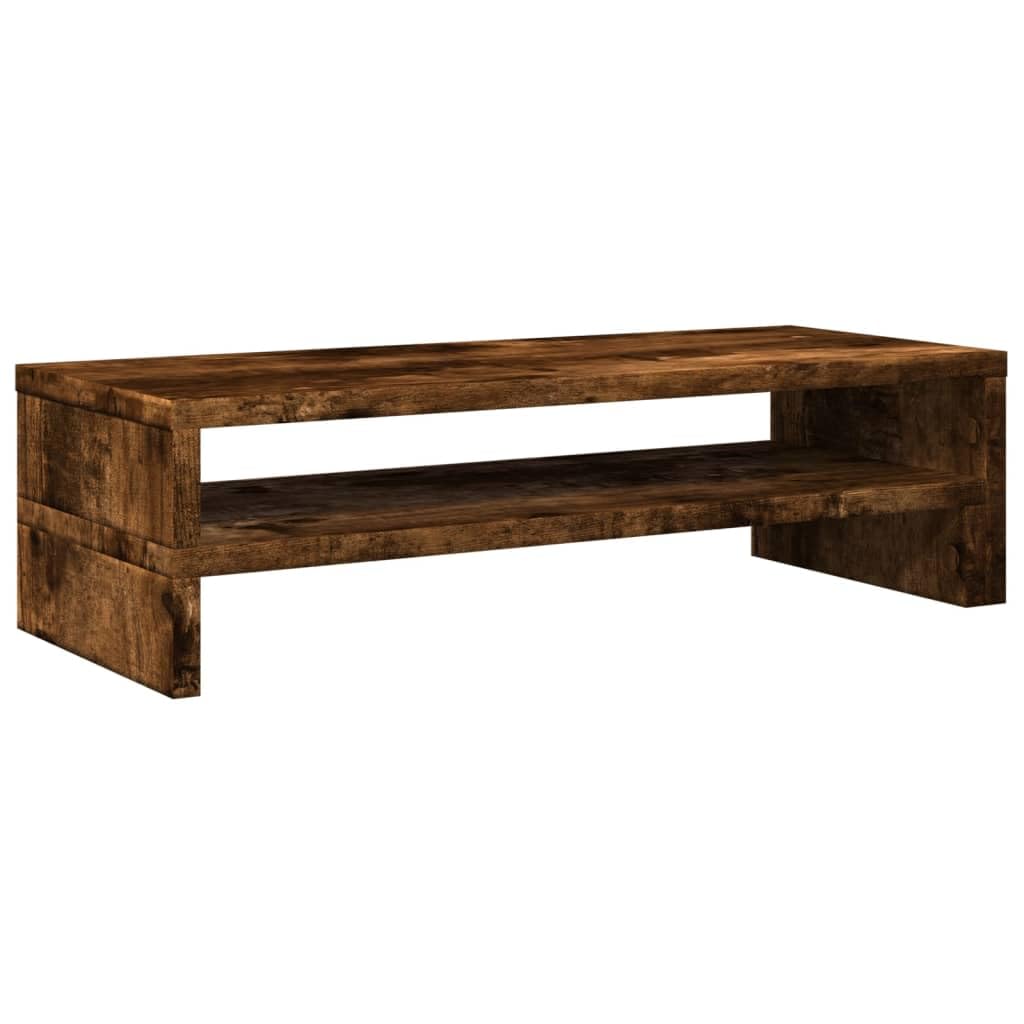Supporto per monitor in rovere affumicato, 54 x 22 x 15 cm, rialzo ergonomico da scrivania in legno per ufficio e casa