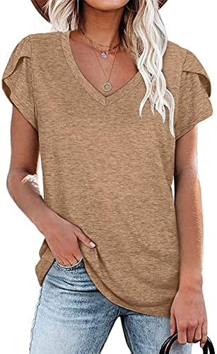 Solid color women's v neck t shirts Clearance