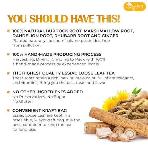 Image of TOG Premium 16 oz Essiac Tea - Rene's and Ojibwe - Original 4-Herb Formula Since 1922, 100% Natural & Pure, Caffeine-Free, No Additives or Preservatives, Non-GMO, Plant-Based & Vegan