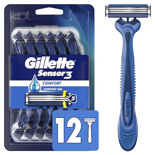 Gillette Sensor3 Comfort Men’s Disposable Razors, 12 Razors
