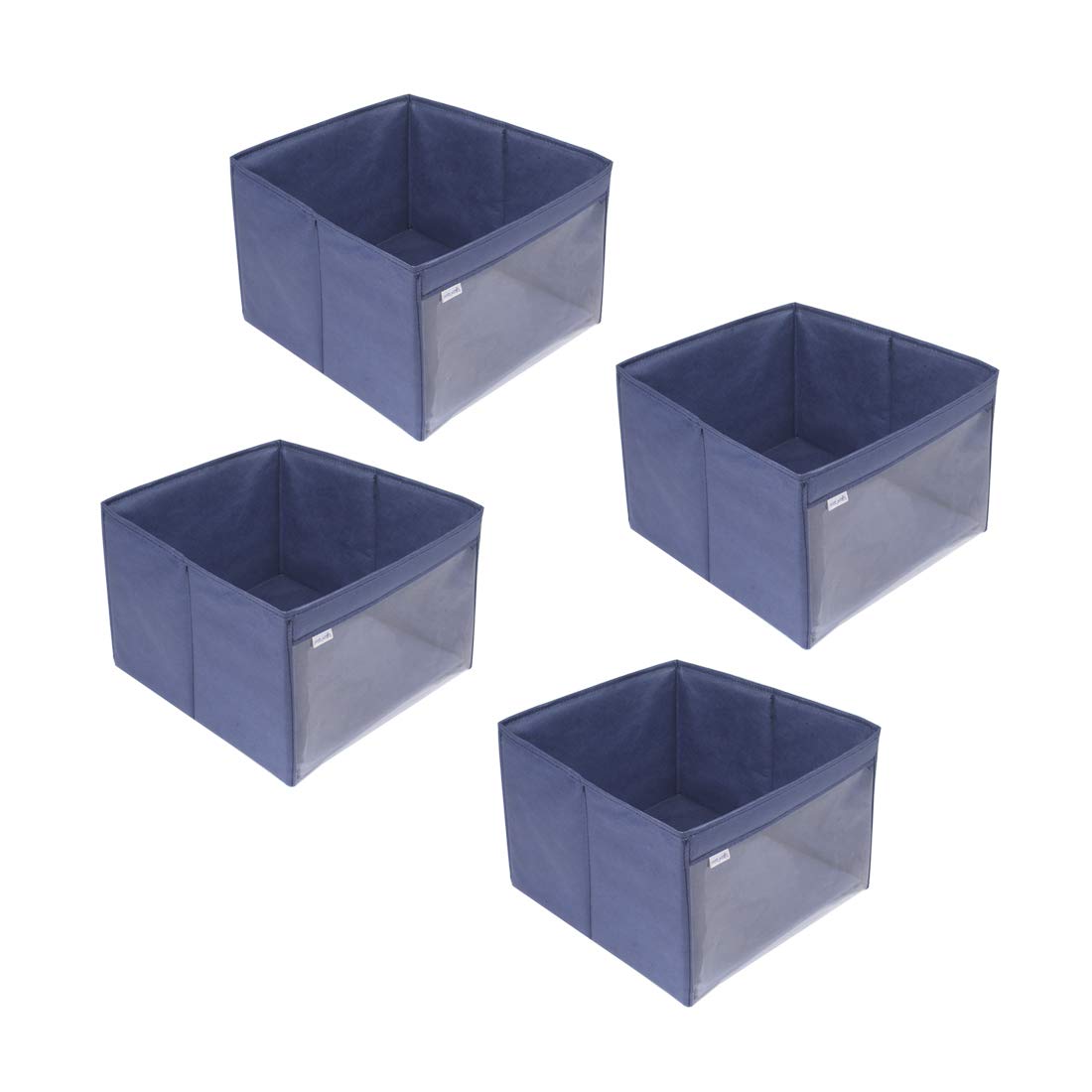 PrettyKrafts Storage Box Organizer, Toys Storage for kids, cloth organizer with front transparent_NavyBlue_4