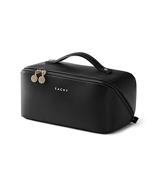 EACHY Travel Makeup Bag,Large Capacity Cosmetic Bags for Women,Waterproof Portable Pouch Open Flat Toiletry Bag Pattern Makeup Bag