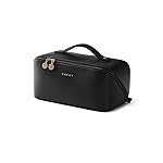 EACHY Travel Makeup Bag, Large Capacity Cosmetic Bags for Women, Waterproof Portable Open Flat Toiletry Bag Make up Bag with Divider and Handle, Gifts for Women