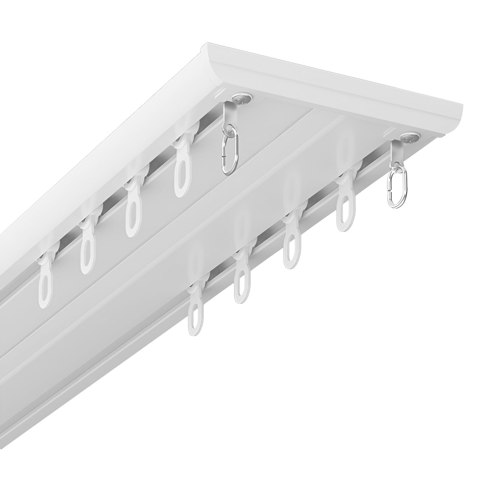 Rail à Rideaux Double Siamois en Alliage d'aluminium, Rails à Rideaux Polyvalents et Robustes, montés au Plafond, pour diviser l'espace dans Les Salons, Les Chambres et Plus Encore (Blanc,