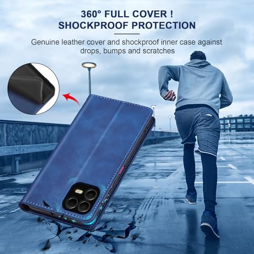 Image of Jasonyu Flip Wallet Case for T-Mobile Revvl 8 Pro 5G,Blue