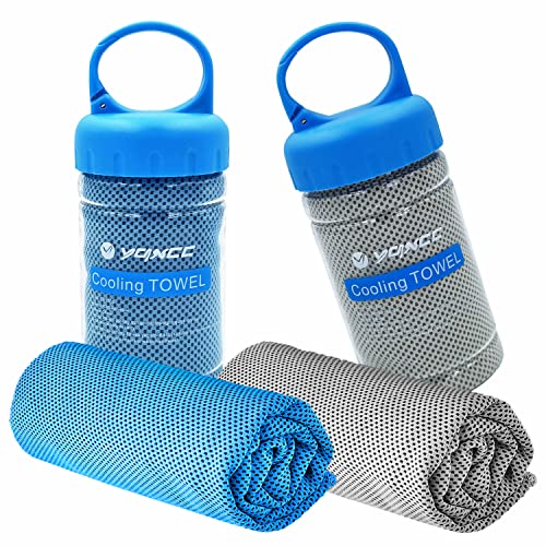 Image of YQXCC 2 Pack Cooling Towels (47 inchx12 inch), Ice Cool Neck Towel, Soft Breathable Microfiber for Yoga, Golf, Gym, Running, Camping & Hot Weather