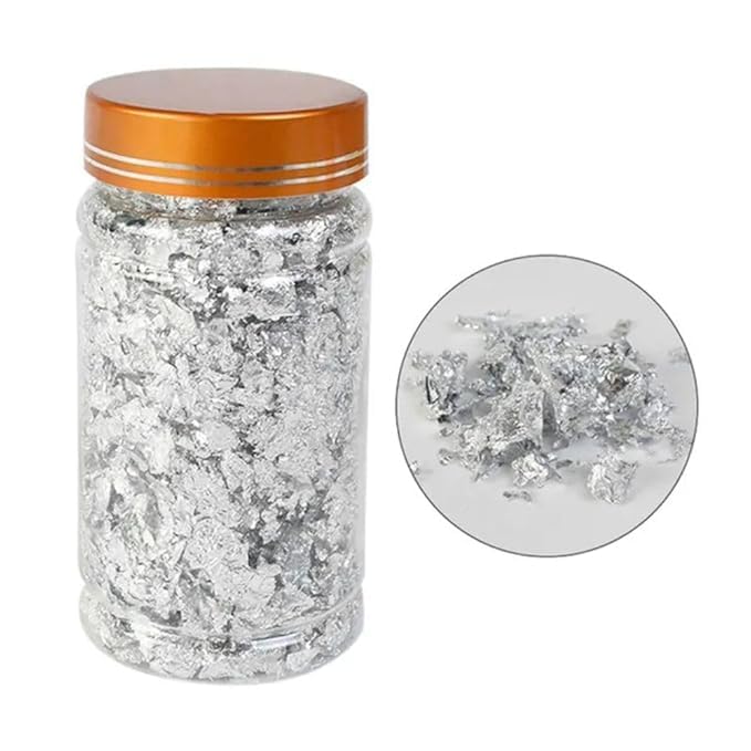 M.F.H Silver Flakes for Resin Art (10 Grams, Silver Colour)|Flakes for Resin Art, Cake Art, Nail Art-image-5