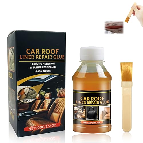 Smdrafy Colla per Cielo Auto, Colla per Tettuccio Auto, Resistente alle Alte Temperature, per Tutti i Tipi di Pelle, con Pennello (100g)