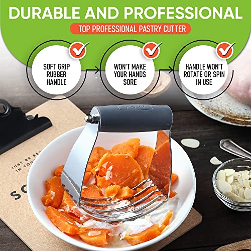 Spring Chef Dough Blender, Top Professional Pastry Cutter With Heavy Duty Stainless Steel Blades, Medium Size, Gray #TOP4