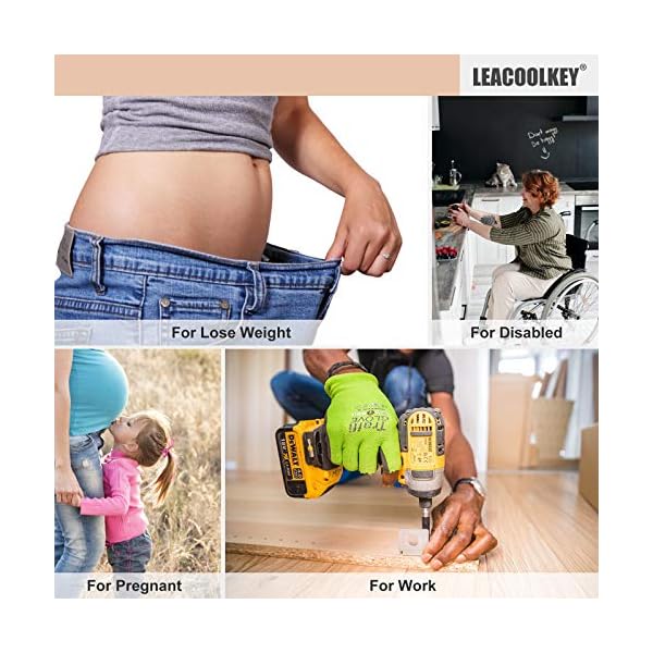 LEACOOLKEY No Buckle Stretch Belt for Women/Men—2 Pack Elastic Invisible Belt for Jeans (Black,Fits 2 loop size 4"-6") - Image 8