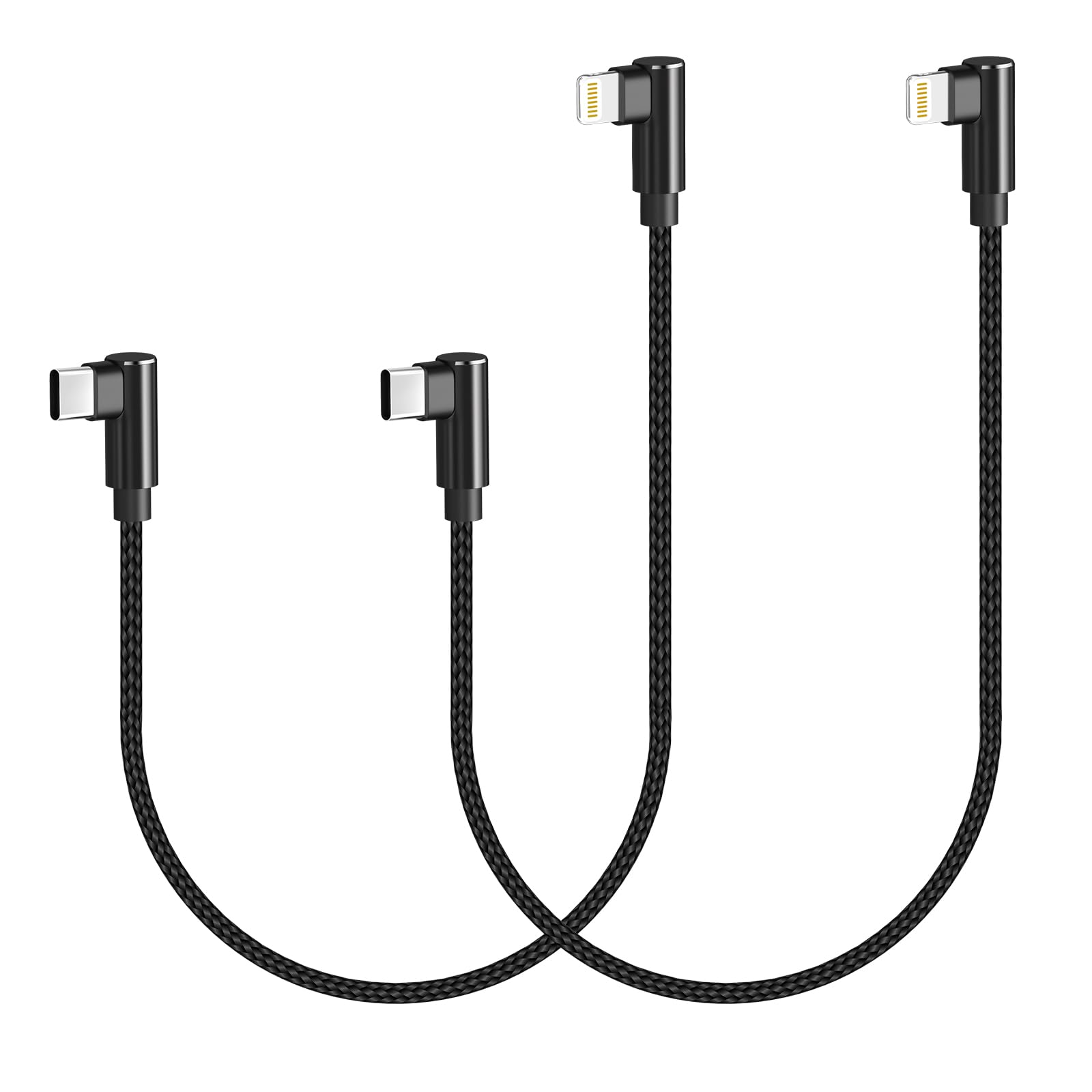 Quickeep 2Pack USB C auf Lightning Kabel Kurz 0.3M Schnellladekabel 90 Grad iPhone Ladekabel für iPhone 14/13/13 Pro/12/11 Pro, für Typ-C Ladegeräte, Unterstützt Power Delivery
