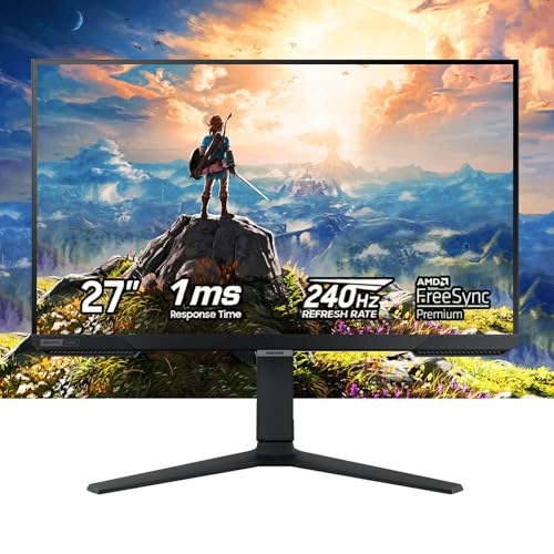 Samsung 27' Odyssey G4 Gaming Monitor | 240Hz Refresh Rate, 1ms Response Time | FreeSync Premium, NVIDIA G-Sync Compatible | HDR 10, 400Nit | FHD IPS Ultrawide Game View & Ergonomic Stand | Black