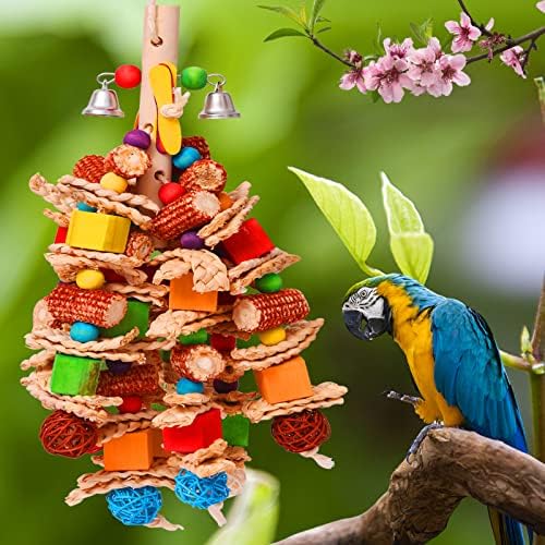 MYMULIKE Bird Toy Parrot Toy Made with Nature Corn Cob, Strong Parrot Chewing Toy, Best Toys for African Grey, Amazon Parrots, Parakeets, Budgie, Finch, Cockatiels, Conures ect