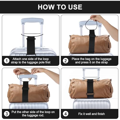 Image of TIESOME 2 Pack Adjustable Luggage Fastening Strap for Carry Bag, Elastic Luggage Fastening Strap Elastic Travel Belt Straps Travel Bag Security Carry On Straps Accessories for Baggage Handbag Purse