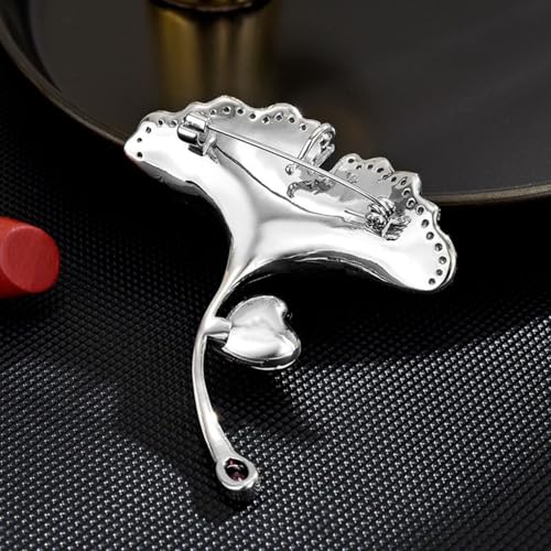 Image of Flower Floral Pearl Brooch Rhinestone Crystal Brooch Leaf Bouquet Brooch Pin Fashion Dress Accessories Birthday Graduation Jewelry Gift For Women