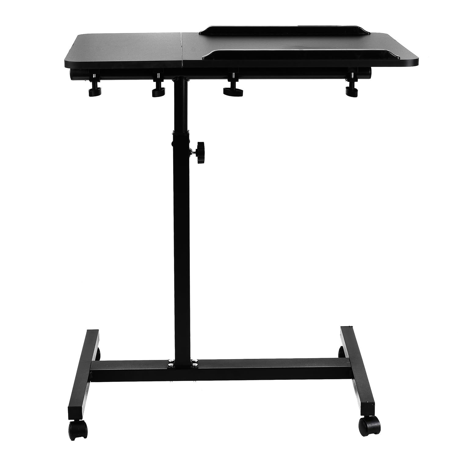 Biurko mobilne Maclean | Wysokość regulowana 59-89 cm | Podwójny blat z możliwością pochylenia 90° | Kółka z hamulcami | Nośność 30 kg | Ergonomiczne biurko komputerowe (Czarny)