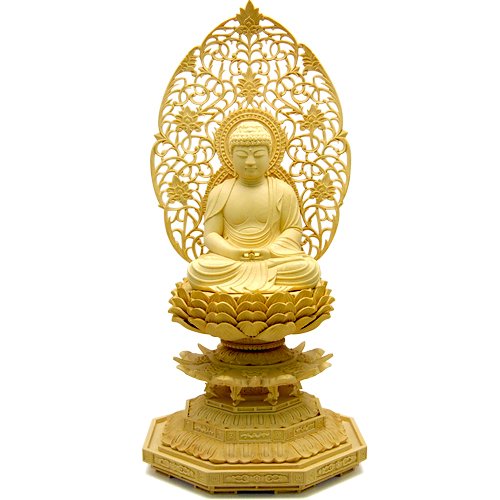 Amazon｜仏壇屋 滝田商店 座阿弥陀如来(天台宗) 柘植製 2寸(高さ22cm