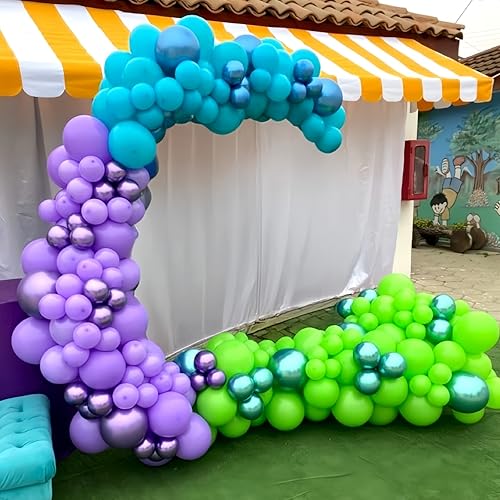 Image of Pink Blue Purple Party Balloons, Pack of 60 12 inch Monster Balloons with Clear Balloon, Pink Metallic Purple Teal Green Balloons for Kids Magic Theme Birthday Baby Shower Party Decorations Supplies