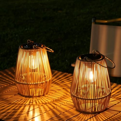 Lanterne Solaire Exterieur Jardin, KagoLing 2 Lampe Solaire Exterieur IP65 fait à la main Suspendre Lanterne Solaire idéales pour jardins Noël Halloween Balcon
