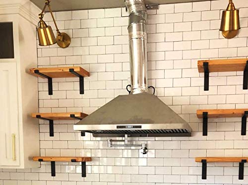 Premium Heavy-Duty Shelf Brackets - Quarter Inch (1/4") Thick - Rustic Industrial Modern Farmhouse Black Iron Finish Shelf Holder Hanger Bracket W/Hardware, 4-Pk - Multiple Sizes Available (11.25") #TOP7