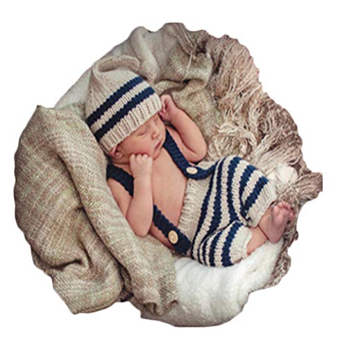 Image of Newborn Baby Photography Props Boy Girls Photo Shoot Props Outfits Crochet Knitted Costume Unisex Cute Infant Hat Pants