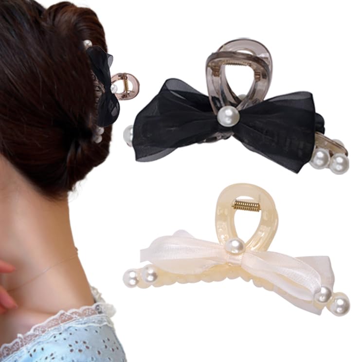Softwrap Korean Stylish Pearl/Bow Plastic Elegant Clutcher For Women And Girls Hair Accessories Pack of 2 (Style-5) (B0CKN928XY) Amazon Price History, Amazon Price Tracker
