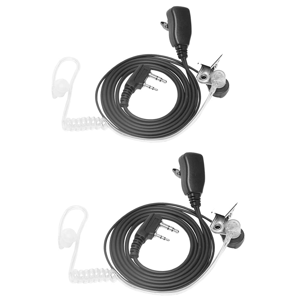 LSENG Acoustic Tube Two Way Radio Earpiece with Mic 2 Pin PTT Walkie Talkies Headset for Baofeng UV-5R AR-5 BF-888S（2 Packs）