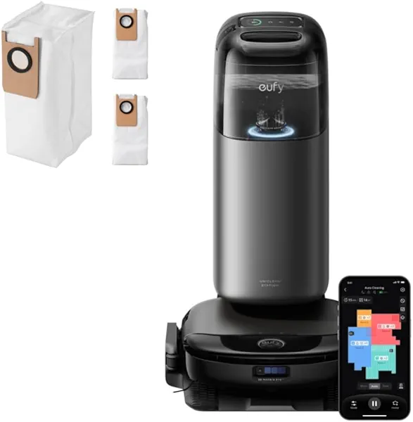 eufy Robot Vacuum Omni S1 Pro with All-in-One Station, HydroJet System with Roller Mop, Robot Vacuum and Mop Combo, Incredible Suction + Offical Dust Bag, 3 Packs Included, 6-Month Replaceme
