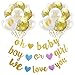Produktbild Chingde Konfetti Luftballons Set, 12 Stück 12 inch Latexballons oh Baby Ballons Helium Ballons Weiß, oh Baby, Girls or Boy We Love You Banner Helium Ballons Set für Baby Shower Party Dekoration