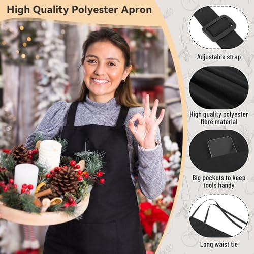 ZhouWei 2 Pezzi Grembiule da Cucina Uomo e Donna, Regolabile Grembiuli da Cucina Grembiule Barbecue Chef Impermeabile con 2 Tasche Taglia Grossa Apron, per Ristorante Caffè (Nero) - immagine 4