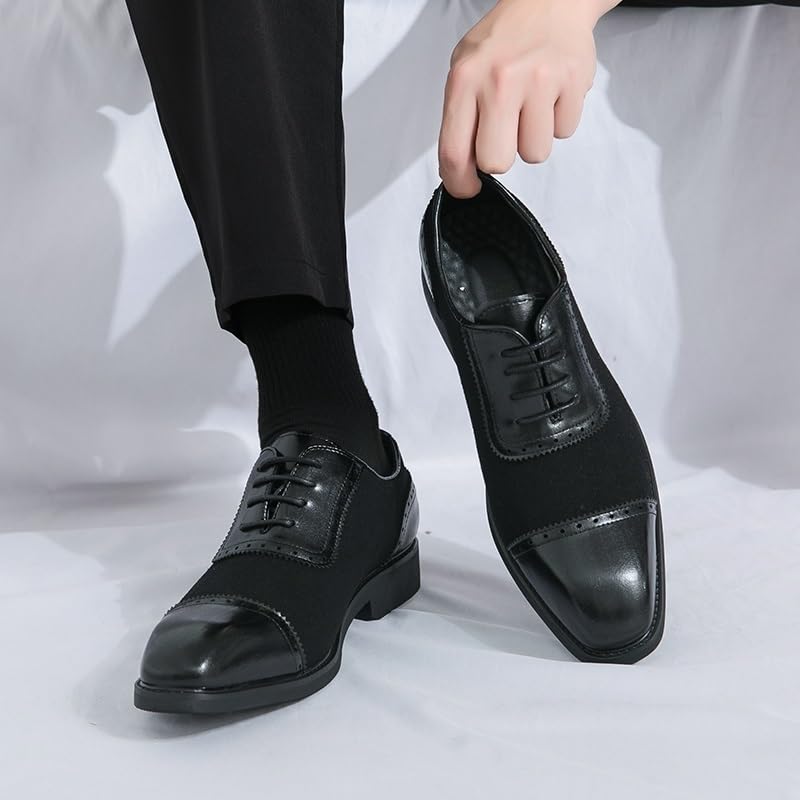 Men Dress Oxford Shoes Leather Brogue Business Heel Non Slip Anti-Slip Low Top Rubber Sole Shoe Evening Vintage Lace Up4