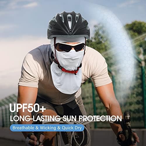 AIWOLU Balaclava Face Mask for Sun Protection Breathable Long Neck Covers for Men (White