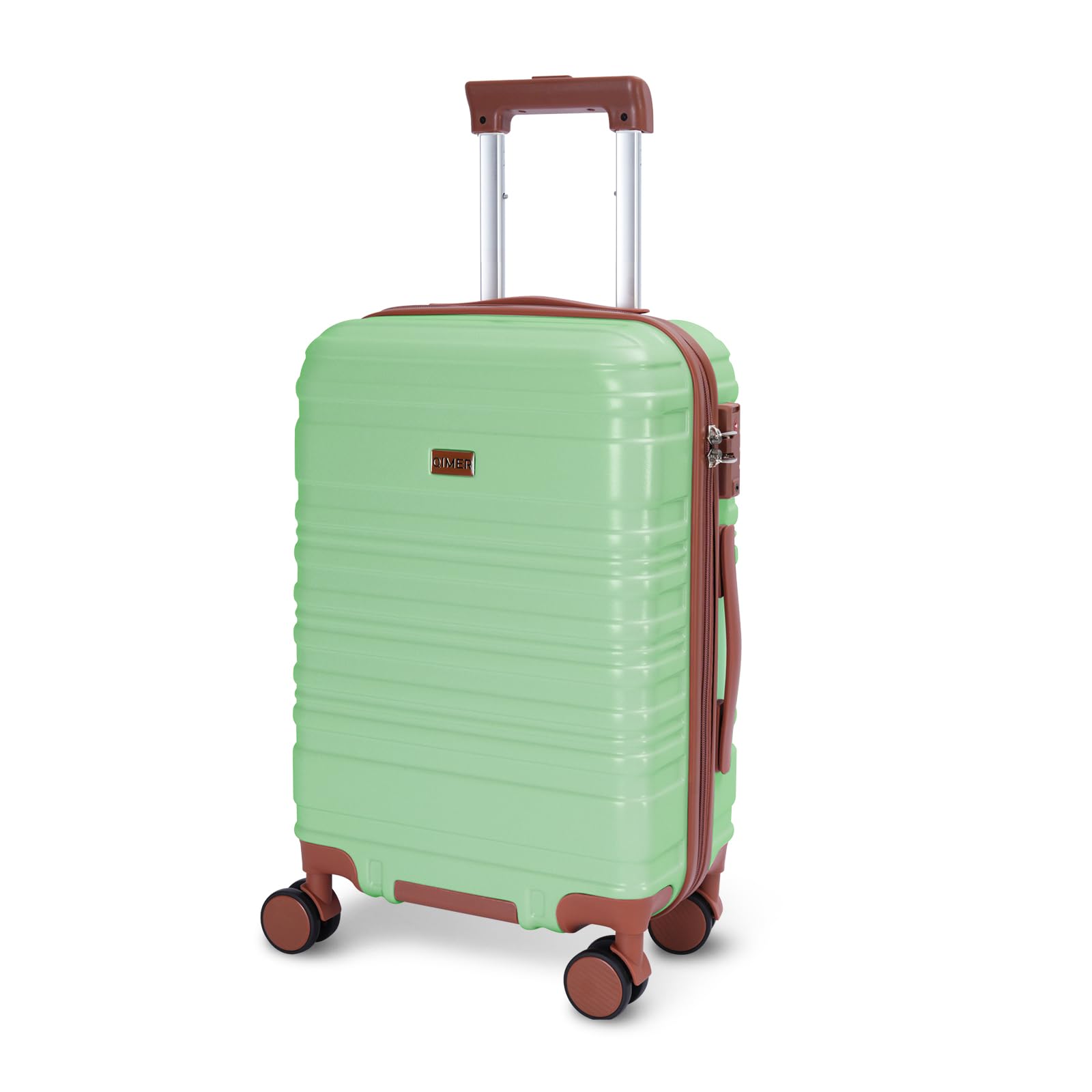 20 Inch Carry on Luggage 22x14x9 Airline Approved Green PC Hardside Double Spinner Wheels Lightweight Suitcase TSA Lock