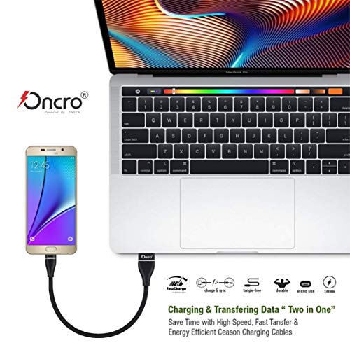 Image of Black indestructible Nylon Braided Strong Power Bank Cable for Micro USB Android Smartphones, Short Small Mini Round Cable, Charge & sync 2.4A max