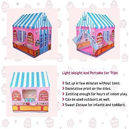 Colorfull and Light Weight Children Play Tent House for 3 to 10 Years Old Kids Girls and Boys Light Weight and Foldable Children Toys,Indoor and Outdoor Kid Tent House (Candy Tent House) - Image 7 thumbnail