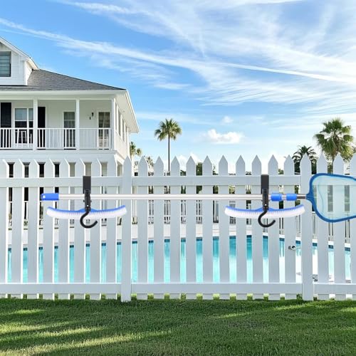 Lettry 2 Pcs Pool Fence Hooks, Pool Tool Organizer, for Hanging Pool Cleaning Accessory, Pool Pole,Brush, Leaf Skimmer Net,Vacuum Head, Suitable 3/4 Inch to 1-1/4 inch Railing - Image 8