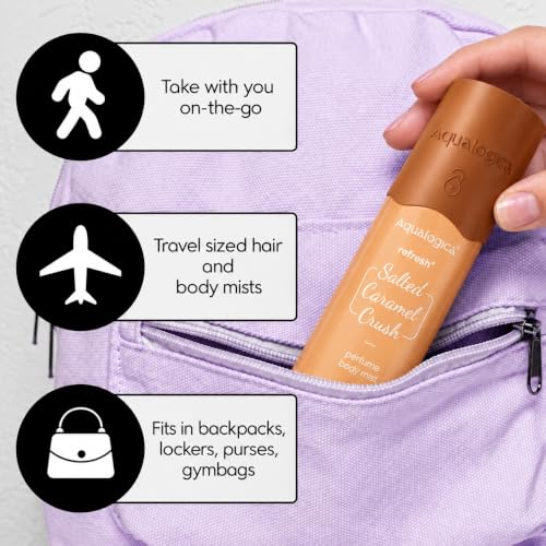 Aqualogica Refresh+ Perfume Body Mist - Salted Caramel Crush | Mouthwatering Gourmand Scent | Long Lasting Fragrance | Double Duty for Hair & Body | Non-Irritating & Hydrating | Infused with Zemea & Hyaluronic Acid | For Men & Women | 150 ml - view 7
