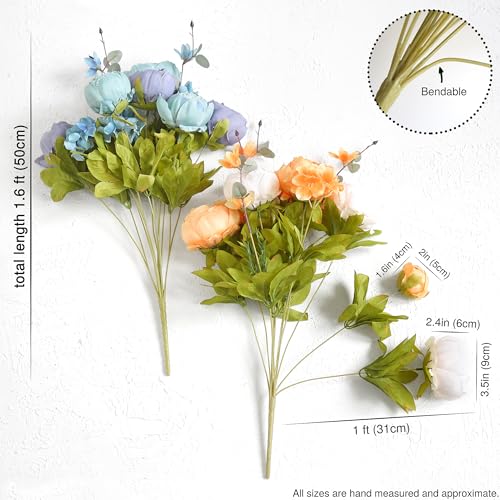 Image of FiveSeasonStuff Vintage Artificial Peonies Silk Flowers and Hydrangeas for Wedding Bridal Home Decor - Beautiful Floral Centerpiece Arrangement Decoration with 2 Bouquets (Vintage Peaceful)