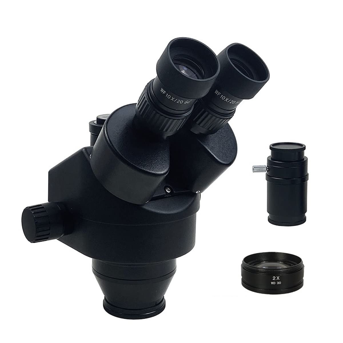 Microscope 3.5X 7X 45X 90X Simul-Focal Trinocular Stereo Microscope Head Continuous Zoom WF10X/20MM Eyepiece Auxiliary Objective Lens(7X-90X BK)