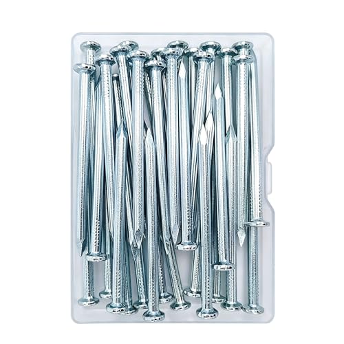 Image of 25pcs 3-1 /4 inch Wall Nails,Galvanized Hardware Nails,Good Hardness Masonry Nails for Hanging Pictures,White Zinc Plated Concrete Nails