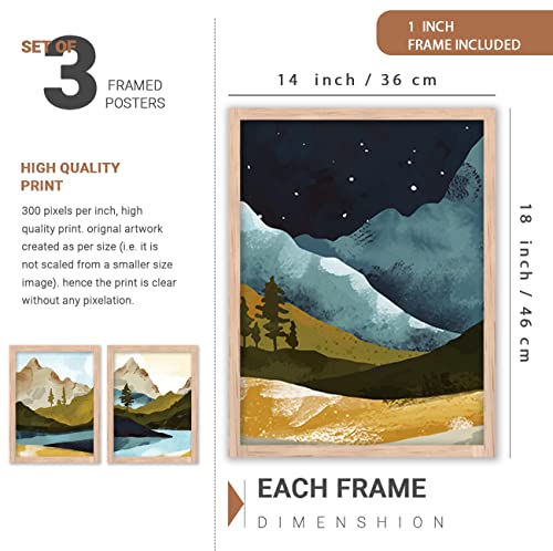 Image of kotart Modern Wall Art Framed Painting for Wall Decoration - Wall Painting for Living Room, Bedroom - Big Size Wall Painting for Wall Decor (Multi, Framed) Set of 3 (Large, Painting 07)