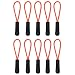 [10] Zipper Pulls - Strong Nylon Cord with Ergonomically Designed Rubber No Slip Textured Gripper Pull to Fit Any Zipper Materials-Zipper Fixer-by NEO Tactical Gear (Black/Red)