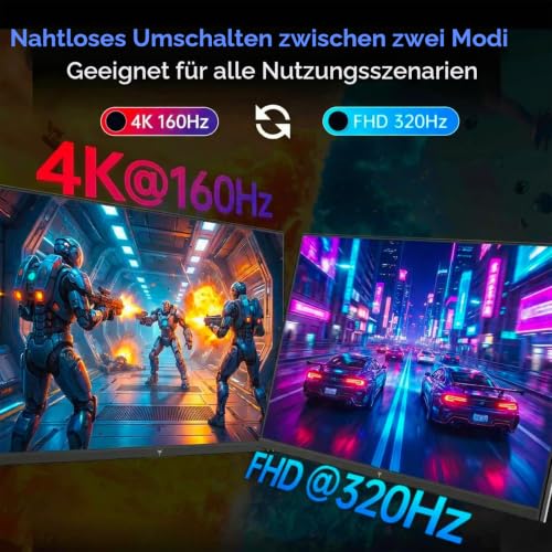 Gawfolk 27 Zoll 4K UHD 160Hz/ FHD 320Hz Gaming Monitor mit Lautsprecher – Ansicht 2