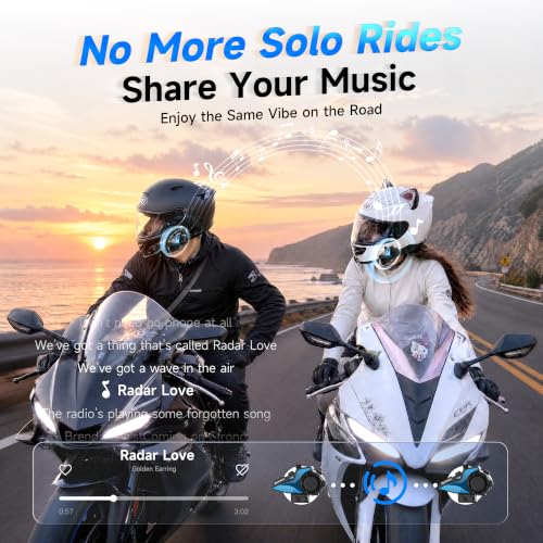 Image of Moman Motorcycle Intercom, 2-Way Intercom Communication Systems, FM Music Sharing, Hi-Fi Stereo, CVC Noise Cancellation, Waterproof BT5.1 Group Helmet Speaker Headset, for Dirt Bike /ATV(H2E 1 Pack)