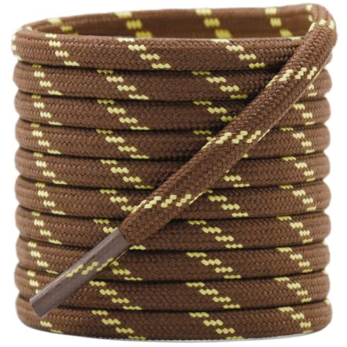 DELELE Round Work Boot Laces: 47 inch Red Brown Yellow