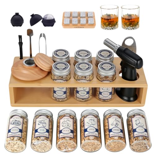 HMYBAR&reg;26pcs Whiskey Smoker Kit with Torch | Cocktail Smoker Infuser Kit | Old Fashioned Drink...