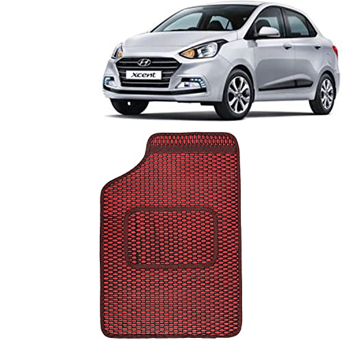 Image of Kingsway Dotted Design Car Floor Foot Mats Universal Fit for Hyundai Xcent, Model Year : 2017 Onwards, Water and Dustproof, Color Red, Set of 5 Pieces